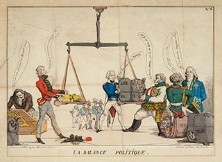 La Balance Politique
Eugène Delacroix (?)
1815; kolorierter Stich
Sächsische Landesbibliothek - Staats- und Universitätsbibliothek Dresden (SLU B)